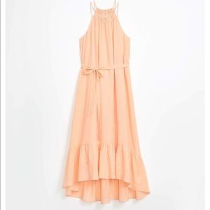 LOFT FLOUNCE HALTER MIDI DRESS IN DELICATE XL